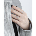 wholesale S925 Sterling Silver 852 Niche Individualistic Ins Minimalist Style Irregular Smooth Surface Hollow-Out Design Plain Ring for Women-0-2