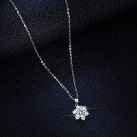 925 Silver 1ct Moissanite Snowflake Pendant Necklace for Women-1-carat moissanite (with necklace)  925 silver