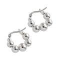 wholesale S925 Sterling Silver Korean Version Ins Geometric Beaded Pearl Earrings with Ear Clasps Elegant Silver Earrings-0-4