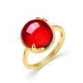 wholesale S925 sterling silver gold-plated minimalist and fresh-style pomegranate stone ring, new Korean and Japanese fashion, wholesale from manufacturers-0-4