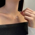 wholesale S925 Sterling Silver Korean Cross-Border Women's Necklace Minimalist Zircon Inlay Irregular Design Luxury Advanced Sense Collarbone Chain-0-2
