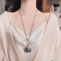 wholesale S990 Sterling Silver National Tide Heavy Craft Exotic Enamel Glaze Auspicious Elephant Shape DIY Accessory Pendant-126PM/B single pendant approximately 21.8g