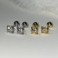 wholesale S925 Sterling Silver Exquisite Minimalist Design Single Diamond Cross Twist Thread Stud Earrings M06019-S925 silver pair silver 925 silver