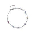 S925 Sterling Silver Double-Layer Bubble Bracelet with Rainbow Fruit-Colored Spaced Diamonds-0-3