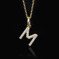 wholesale S925 Silver Full-Zircon Quartz Letter MW Pendant, New Style, Fashionable and Versatile-0-4