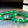wholesale S925 Sterling Silver Buddha Bracelet for Women, New Chinese Style, Natural Green Chalcedony, Imperial Green Jasper, Full Diamond Inlay Chain Wholesale-0-0
