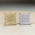 wholesale S925 Sterling Silver Amazon Hip-Hop Hit Moissanite Stud Earrings Square Rhombus Shape Unisex-0-2