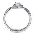 wholesale 925 Sterling Silver Creative Minimalist Open Heart Ring with Zirconia for Women, Adjustable Overseas Trade Jewelry-0-2