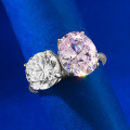 wholesale Metal material first: European and American new style simple four-prong fashion super flash large oval pink diamond 8*10 high carbon diamond ring-0-2
