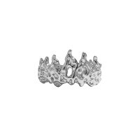 wholesale S925 Sterling Silver Korean Version Ins Irregular Surface Lava Texture Crown Design Open Adjustable Ring for Women-Platinum [No. 13/Adjustable] Opening adjustable