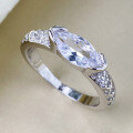 wholesale S925 Sterling Silver 5*10 Marquise Diamond Inlaid High-End Lace Luxe Setting Fashion Ring for Women, Advanced Live Streaming-0-0