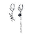 wholesale S925 Sterling Silver European and American Street Style Asymmetrical Rabbit Tassel Earrings for Women, Trendy and Versatile-0-4