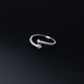 wholesale S925 Silver Row of Diamonds Pentagram Ring Korean Style Star-shaped Elegant Jewelry J9387-0-3