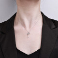 S925 Sterling Silver Key Lock Necklace, Women's Korean Style Luxury Fashion Pendant Chain-0-2