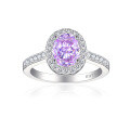 wholesale S925 Sterling Silver 15ct Gemstone Ring for Women with High-End Feel, 6*8 Ice Flower Cut-0-7