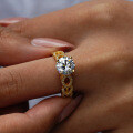18K Gold Plated S925 Sterling Silver D Color Moissanite Classic Four-Claw Group Setting Ring Factory Direct-0-1