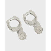 wholesale S925 Sterling Silver 1082 Korean Style Micro-Pave Diamond Stud Earrings with English Tag for Women Student Ear Accessories-Platinum 925 silver