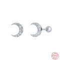 wholesale S925 Sterling Silver Moon Threaded Earring with Diamond, Cross-Border Bestseller, Minimalist Ear Bone Stud-0-4