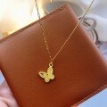 wholesale S925 Sterling Silver Dragon Scale Engraved Butterfly Necklace for Women, Fashionable and Versatile Small Design Elegant High-End Collarbone Chain-0-3