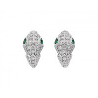wholesale 925 Silver Gold-Plated Snake Stud Earrings with High-Carbon Diamond, Muzo Green Waterdrop Shape, High-End Jewelry for Women-Muzo Green 925 Silver