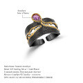 wholesale S925 Silver Designer Retro Style Open Ring Italian Craftsmanship High-End Natural Amethyst Ring-0-0