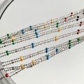 wholesale S925 Sterling Silver IU Same Style Mini Rainbow Bead Mixed Silver Bead Necklace Simple and Elegant Stackable Collarbone Chain Wholesale-0-1
