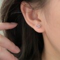 wholesale Sterling Silver S999 Minimalist Stud Earrings for Women, Small and Delicate Fresh Style, New Chinese-inspired Tiny Earrings, Trendy Ear Accessories-0-1