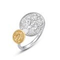 wholesale S925 Sterling Silver Gold-Plated Japanese New Retro Embossed Pattern Coin Ring, Niche Luxury Wholesale from Manufacturer-0-4