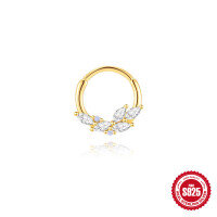 wholesale S925 Sterling Silver Marquise Pendant with Diamond, Natural Stone, Flat Head Threaded Ear Bone Clip, Hoop, Popular Nose Ring-Single gold #5