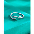 wholesale S925 Sterling Silver Pearl Ring for Women, Open Adjustable, Unique and Fashionable Niche Design, Autumn Winter Light Luxury Statement Ring for Trendy Styles-0-1
