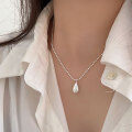 wholesale S925 Sterling Silver Minimalist Light Luxury Round Bead Drop Necklace for Women, Korean High-End Versatile Collarbone Chain-0-0