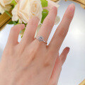 wholesale 925 Silver New 50-Point Simulated Diamond Hand-Tied Flower Ring for Women, Fashionable and Exquisite Band-0-3