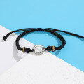 wholesale S925 Silver Retro Chinese Style Adjustable Black Agate Rope Bracelet with Cloud Circle and Peace Buckle for Men and Women-0-3