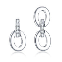 wholesale S925 Sterling Silver European and American Fringe Double Hoop Earrings for Women, Small and Minimalist, Asymmetric Simple Hoop Earrings, Light Luxury and High-End Feel-Platinum 925 silver