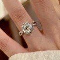 wholesale S925 Sterling Silver Rotating Firework-Style Exquisite Pigeon Egg Oval Diamond Engagement Ring, Unique Design with High-End Luxurious Minimalist Appeal-0-2