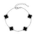wholesale S925 Silver Four-Leaf Clover Bracelet for Women, Versatile and High-End, Small Luxe Style Four-Flower Silver Hand Jewelry-0-7