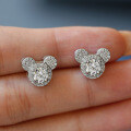 S925 Silver Mickey Mouse 05ct Moissanite Stud Earrings, New Classic Cute Fashion-0-1