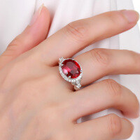 wholesale S925 Sterling Silver Designer Luxury Gemstone Ring for Women, European and American Vintage Fashion with Inlaid Colored Crystals-London Blue Glass US Size 9