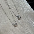 wholesale S925 Sterling Silver Balance Beam Full Diamond Pearl Pendant Necklace, Light Luxury Niche Design, Elegant and Versatile Shell Pearl Collarbone Chain-0-4