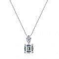 S925 Silver Pendant with 1ct Moissanite, Emerald Cut-0-4