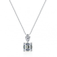 S925 Silver Pendant with 1ct Moissanite, Emerald Cut.-2.5 carats (set with moissanite)  925 silver