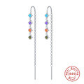 wholesale S925 Sterling Silver, Korean-style lightweight luxury diamond-encrusted tassel ear thread,INS-0-12