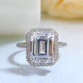wholesale S925 Sterling Silver New Simulated High Carbon Diamond Luxury Halo Vintage 8*10mm Rectangular Ring-0-1