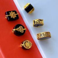 wholesale S925 silver gold-plated with natural black agate DIY bracelet and necklace accessory spacer beads six-syllable mantra pure silver-2# one