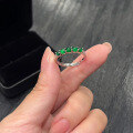 wholesale S925 Silver 40-Point Green Zircon Ring with Luxurious Halo Setting, European and American Style Women's Ring-0-3