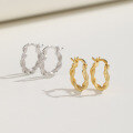 wholesale Metal Material: 925 Sterling Silver European and American Style Textured Twist Earrings, Korean and Japanese Version Ins Style Hoop Earrings, Silver Ear Studs, Cross-Border New Accessories-0-0