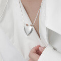 wholesale S925 Sterling Silver Minimalist Korean Version Ins Small Design Sense Smooth Heart-shaped Versatile Textured Necklace Collarbone Chain for Women-0-2