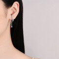 wholesale S925 Sterling Silver High-Quality Moissanite Split Long Earrings, Luxury Niche Design, Ready Stock Wholesale-0-3
