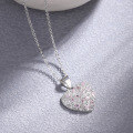 wholesale 925 Sterling Silver Pink Heart Necklace for Women, Fashionable and Luxurious, Trendy and Instagrammable, Unique Summer Design, Small and Chic Heart-Shaped Collarbone Chain-0-2