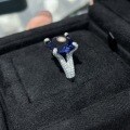 S925 Silver Lab-Grown Royal Blue 12*12 Cushion Ring-0-1